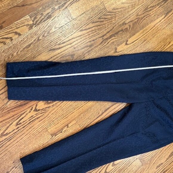 Ann Taylor LOFT Marisa Ankle Brocade Blue Pants Size 14 - Picture 6 of 9